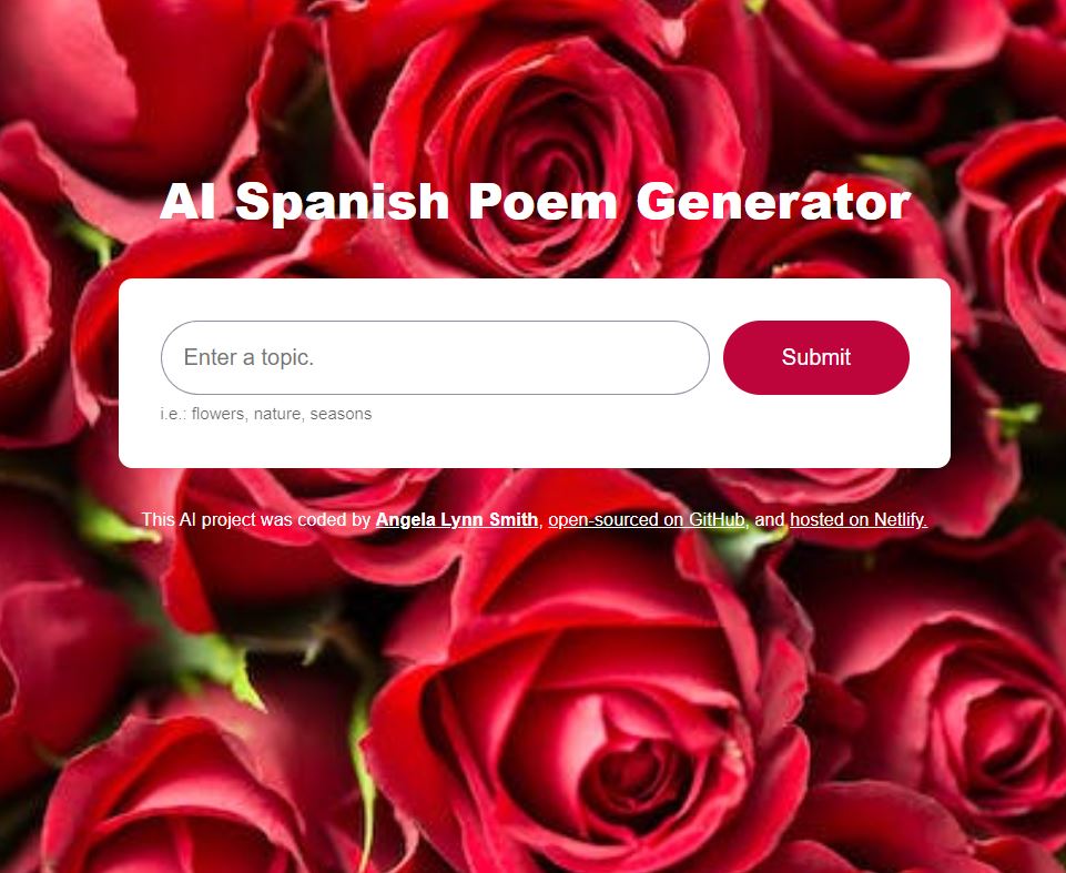 AI Spanish poem generator preview